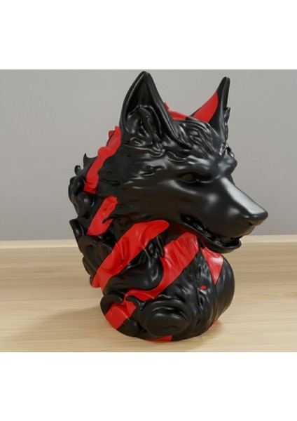 Özel Tasarım Kurt Heykeli - 3D Baskı Sanatı (10 Cm)