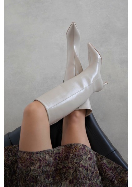 Belinda Kadın Pino Ökçe Deri Çizme Bej fiyatları