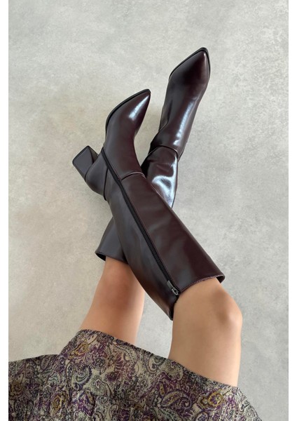 Kamilla Kadın Kırışık Deri Çizme Bordo fiyatları