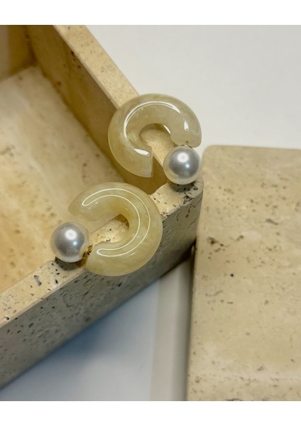 İNCİ TIPA KREM KÜPE modelleri