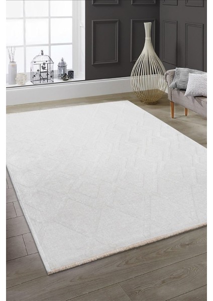 Rodney Vl Yıkanabilir Kaydırmaz Çift Taraf Pamuk Dokuma Beyaz Rix Premium Kalite Kilim