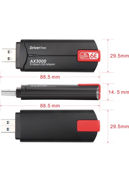 AX3000 Wifi 6e Tri-Band USB Adaptör – 2.4 / 5 / 6 Ghz, USB 3.0, 3000 Mbps, Driver Free fırsatları