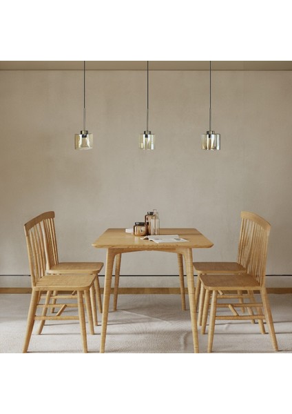 Üçlü Lunex Cam Bal Rengi Avize Ince Eskitme Başlık Sarkıt Yemek Masası Üstü Iç Mekan Cafe Otel