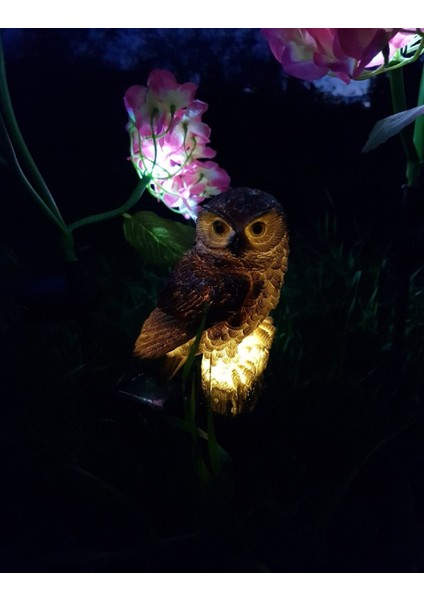 Baykuş Solar Güneş Enerjili LED Işık Bahçe Teras Balkon Ağaç Lambası Aydınlatması Su Geçirmez Kahve modelleri