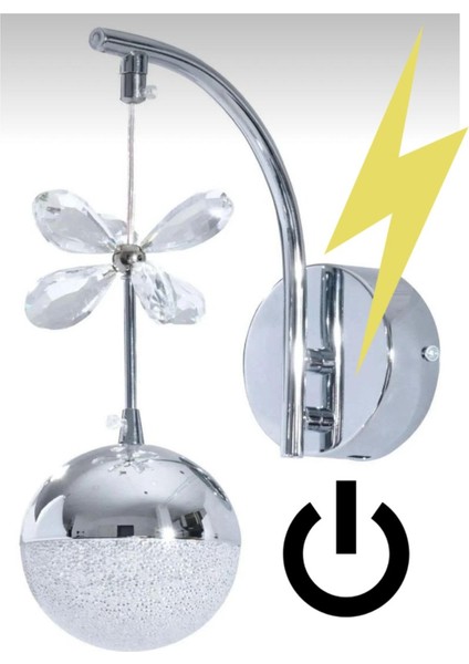 Krom Tek Top Elektrikli Kelebek Figürlü 3 Renk Aplik