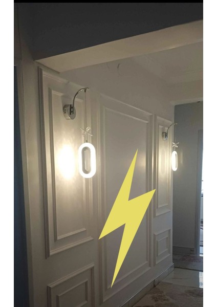 Krom Oval Kelebek Figürlü Elektrikli 3 Renk Aplik