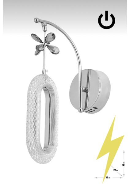 Krom Oval Kelebek Figürlü Elektrikli 3 Renk Aplik fiyatları