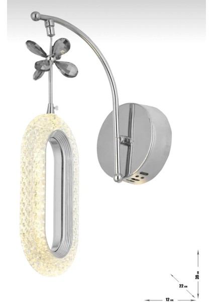 Pilli Gün Işığı Ledli Lüks Duvar Aplik Krom modelleri