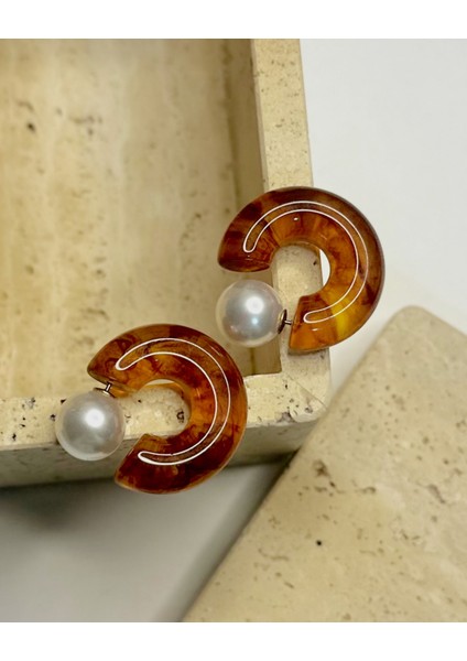 İNCİ TIPA KAHVERENGİ KÜPE modelleri