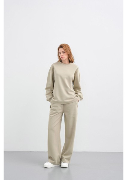 Haki Kadın Oversize Pike Dokulu Bol Paça Alt-Üst Takım fiyatları
