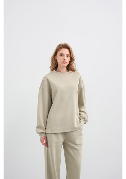 Haki Kadın Oversize Pike Dokulu Bol Paça Alt-Üst Takım fırsatları