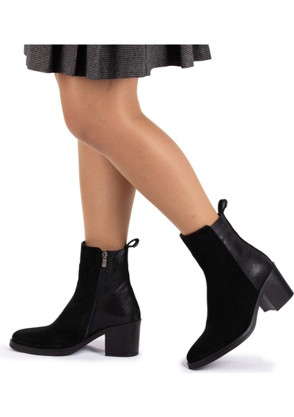 Kadın Hakiki Deri 7.5 cm Topuklu El Yapımı Günlük Şık Bot