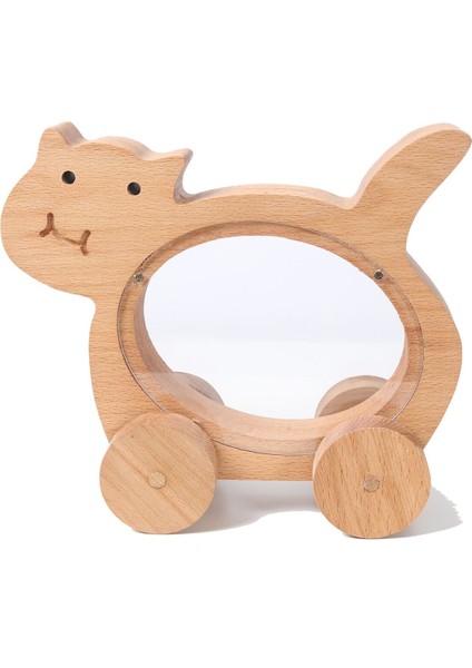 Doğal Ahşap Kedi Figürlü Döner Tekerlekli Dekoratif Kumbara, Boyanabilir, Şık Tasarım fiyatları