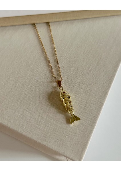 GOLD KIVRIK BALIK KOLYE modelleri