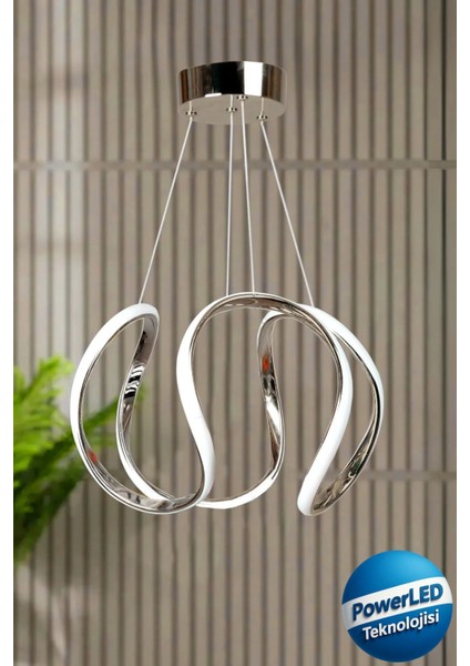 Kumandalı Krom Lüks 3 Renk Ledli Avize