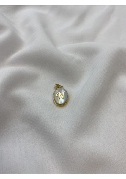 14 Ayar Altın Sedef Taşlı Harf Kolye Ucu