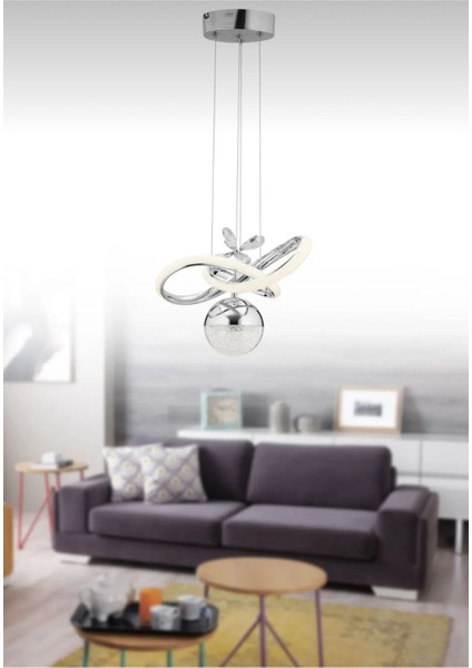 Tek Toplu Krom Kaplamalı Tek Toplu 3 Renk Ledli Avize fiyatları