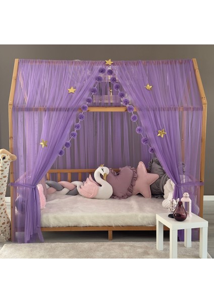 Lila Çift Perdeli Montessori Yatak Cibinliği fiyatları