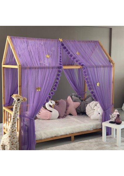 Lila Çift Perdeli Montessori Yatak Cibinliği indirimleri