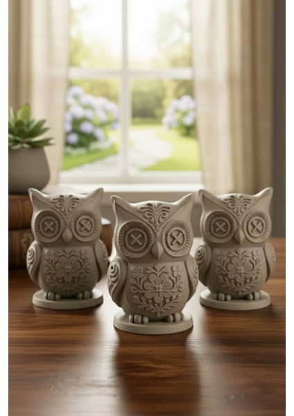 Baykuş Biblo 3'lü - Modern Dekoratif Baykuş Biblo