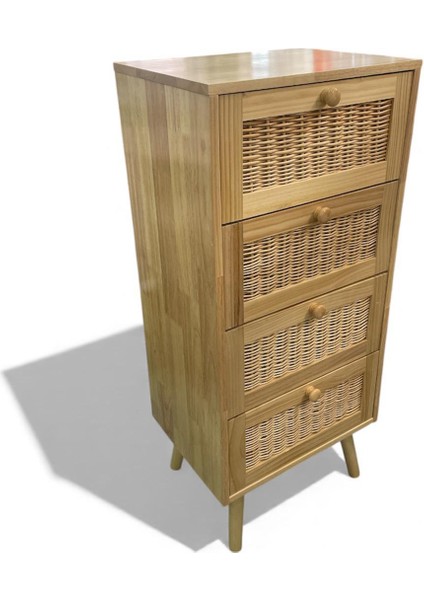 Masif Rattan 4 Çekmeceli Düzenleyici Dolap