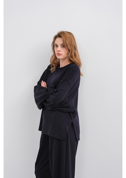 Koyu Lacivert Kadın Yumuşak Dokulu Premium Modal Kumaş Alt-Üst Takım fırsatları