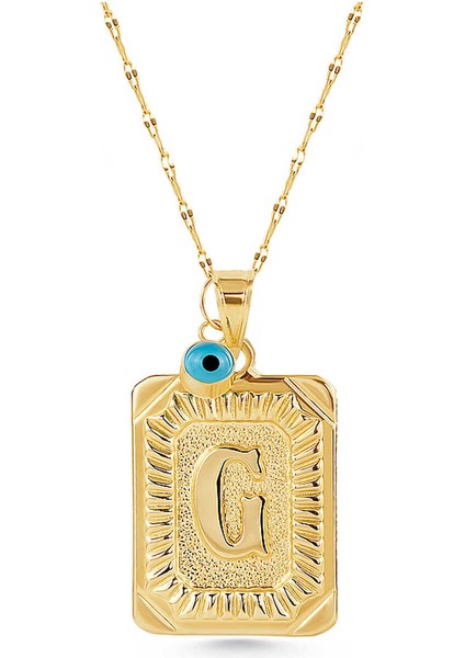 14 Ayar Altın Dikdörtgen Nostaljik Harf Kolye Ucu fiyatları