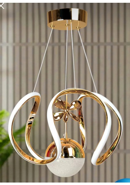 Avize Tek Toplu Gold Avize Dimmer Uzaktan Kumandalı