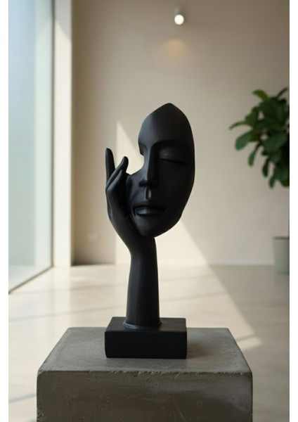 Soyut Yüz ve El Sanat Heykeli (Siyah) - Modern Ev Dekorasyonu Objesi fiyatları
