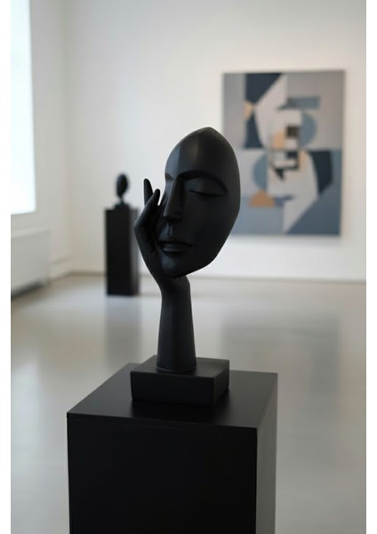 Soyut Yüz ve El Sanat Heykeli (Siyah) - Modern Ev Dekorasyonu Objesi modelleri