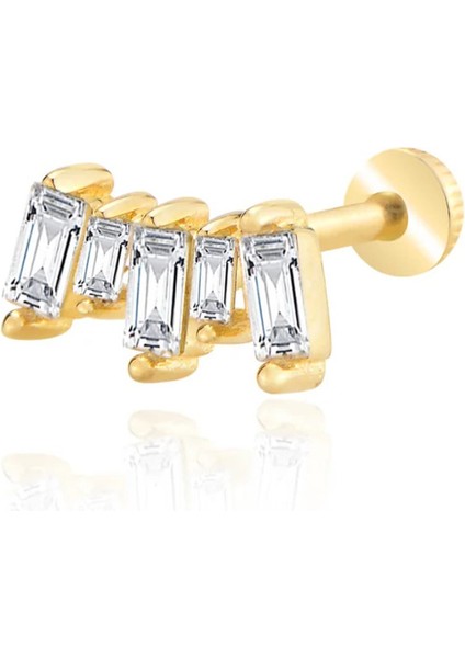 14 Ayar Altın Baget Taşlı Tragus Piercing