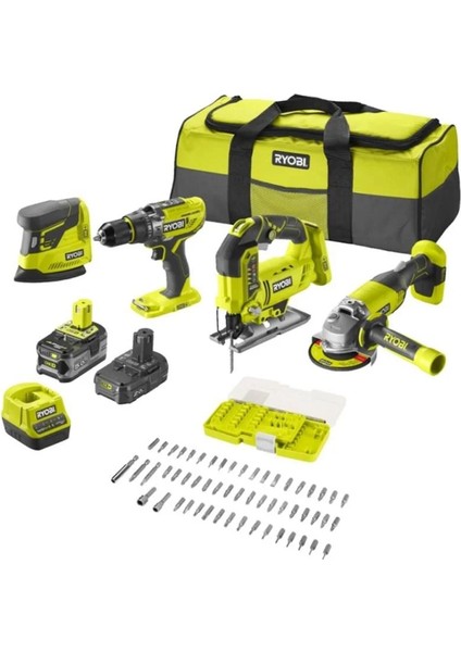 R18CK4F-252S One+ 4'lü Kombo Kit (R18PD3+RJS18+R18AG+RPS18 + 1X5.0AH+1X2.0AH + Şarj Cihazı) (5133004771)