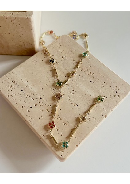 RENKLİ YONCA Y KOLYE