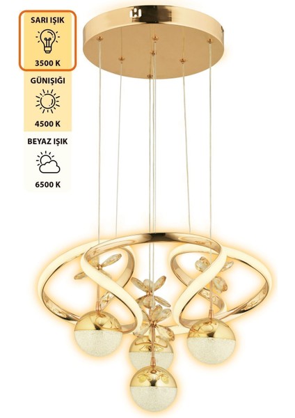 Octavia Kumandalı 3 Renk Işık Özellikli Modern Gold Kaplama Sarkıt LED Avize Salon Avize fırsatları