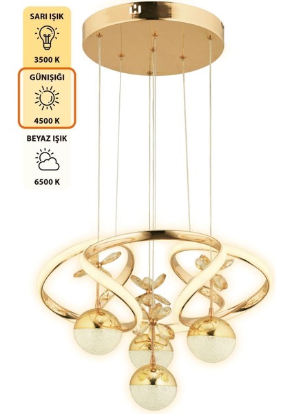 Octavia Kumandalı 3 Renk Işık Özellikli Modern Gold Kaplama Sarkıt LED Avize Salon Avize indirimleri