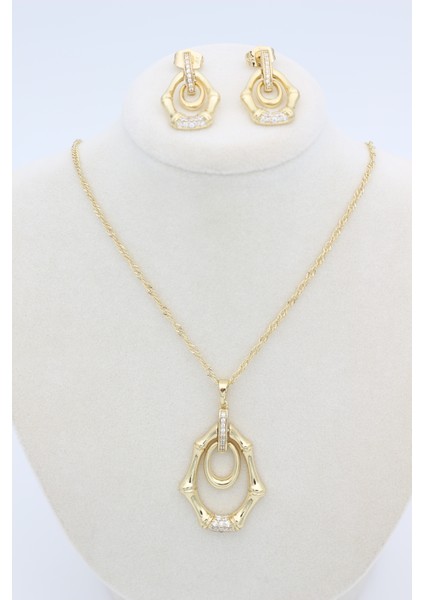 Stil Incisi/xupıng Jewelry Kemik Model Zirkon Taşlı Kolye Takım