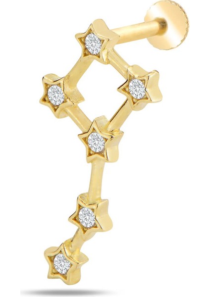 14 Ayar Altın Taşlı Yıldız Tragus Piercing