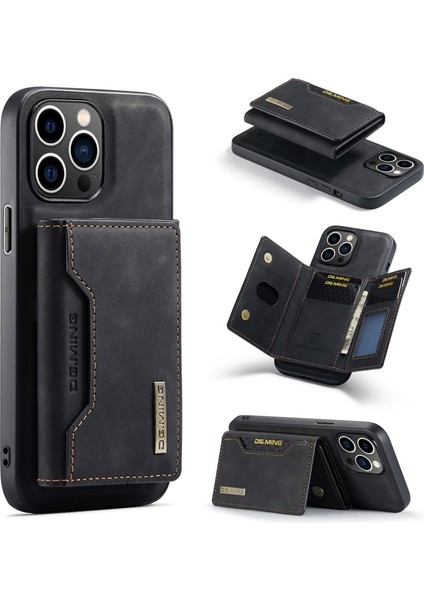 iPhone 12 Pro Kılıf Ming Serisi 2-1 Pu Deri Kartlıklı Kapak