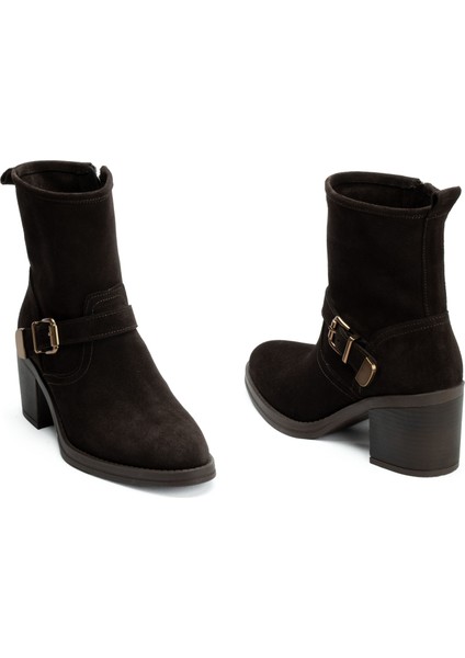 Kadın Hakiki Deri 7.5 cm Topuklu El Yapımı Tokalı Günlük Şık Bot fiyatları