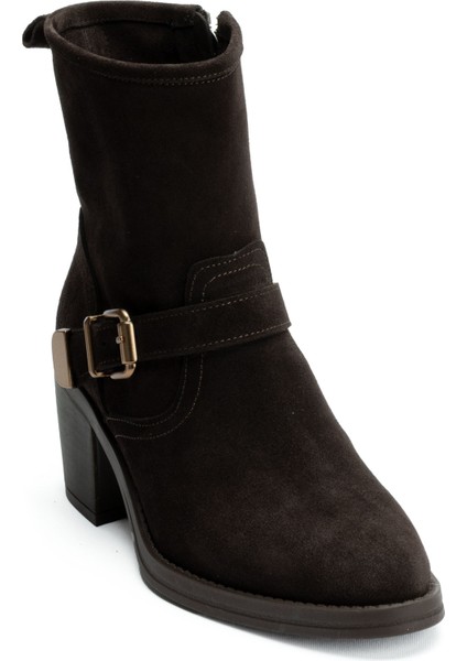 Kadın Hakiki Deri 7.5 cm Topuklu El Yapımı Tokalı Günlük Şık Bot