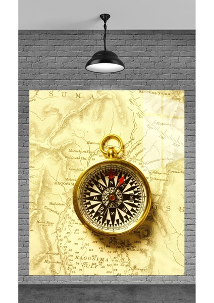 Eski Kordinat Bulucu Temperli Cam Üzerine Tablo Sevgilinize Yılbaşı Hediye