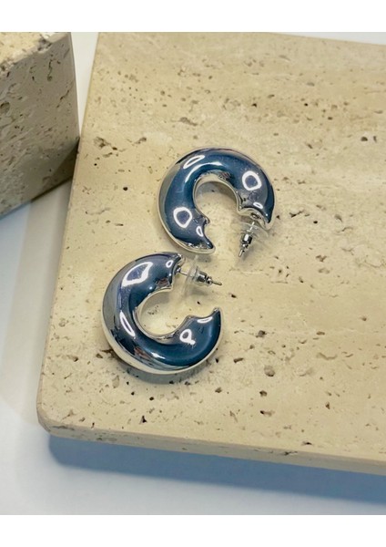 SİLVER ASİMETRİK HALKA KÜPE modelleri