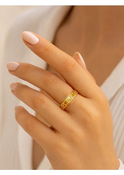 925 Ayar Zincir Işıltısı Sitrin Taşı Ayarlanabilir Kadın Yüzük fiyatları