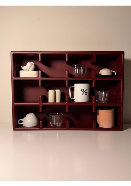 Bordo 12 Bölmeli Dekoratif Mug & Fincan Rafı | Mutfak – Kahve Köşesi – Ofis Organizer-Kupa Rafı fiyatları