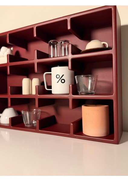 Bordo 12 Bölmeli Dekoratif Mug & Fincan Rafı | Mutfak – Kahve Köşesi – Ofis Organizer-Kupa Rafı fırsatları