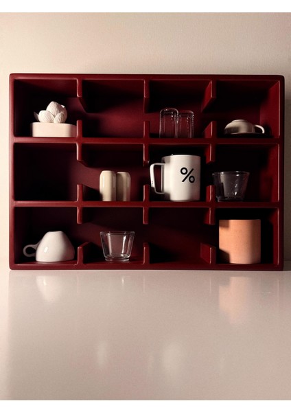 Bordo 12 Bölmeli Dekoratif Mug & Fincan Rafı | Mutfak – Kahve Köşesi – Ofis Organizer-Kupa Rafı indirimleri