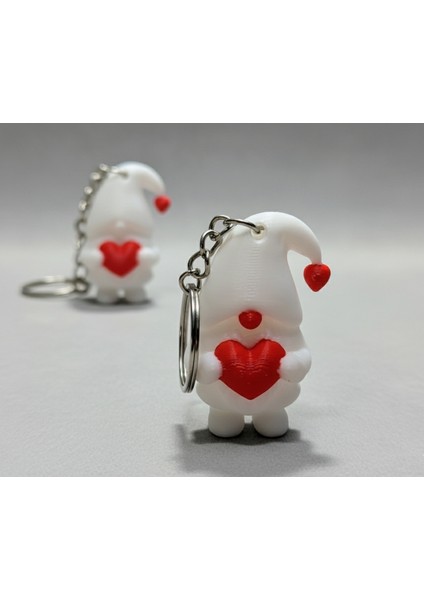 Minnoş Kalpli Cüce 3D Baskı Anahtarlık - 3'lü Set (Pla Malzeme)