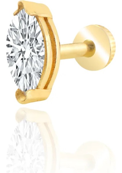 14 Ayar Altın Markiz Taşlı Tragus Piercing