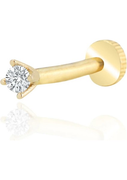 14 Ayar Altın Minimal Tektaş Tragus Piercing