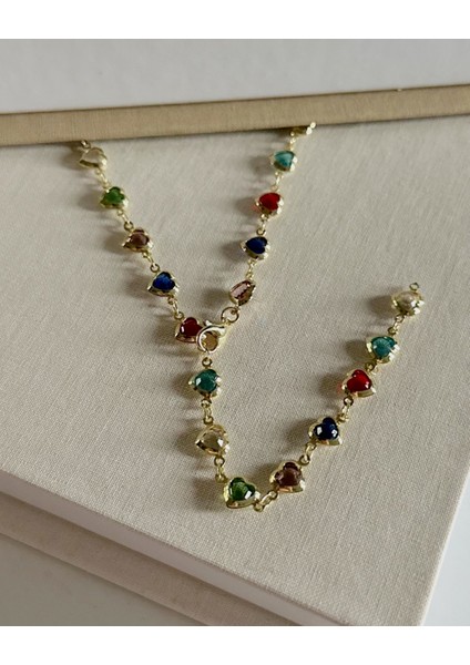 RENKLİ KALPLİ Y KOLYE modelleri